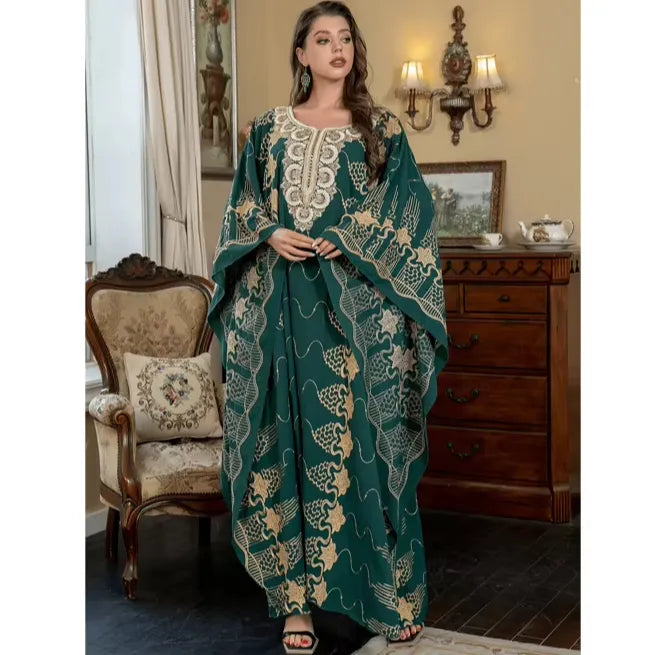 Embroidered Elegant Beautiful Loose Bat-Sleeve Muslim Women's Robes noor-al-hayat.myshopify.com