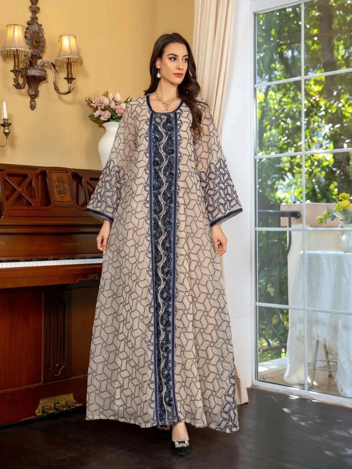 Elegant Moroccan Jalabiya for women Abaya women muslim dress noor-al-hayat.myshopify.com